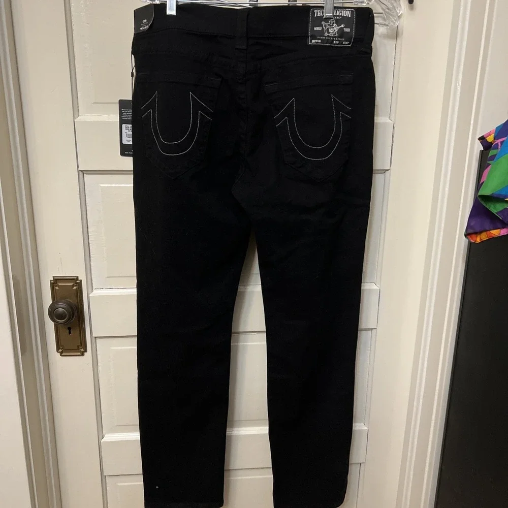 True Religion Black Geno No Flap Relaxed Slim Jeans Mens Size 34X32 $149 NWT NEW